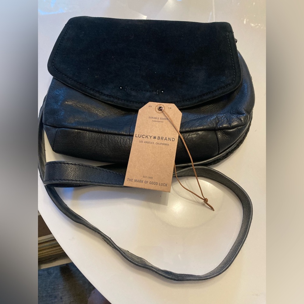 Lucky Brand leather purse, navy blue , cross body